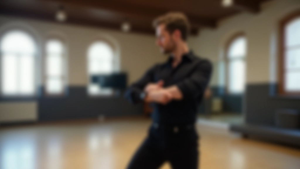 Instructor demonstrating basic bachata posture and frame with a beginner student
